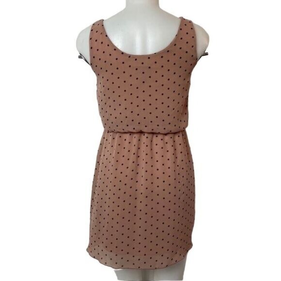 Sweet Storm Mauve Pink Black Polka Dot Blouson Dress Size S - Picture 7 of 12